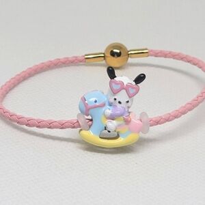 ❣️SOLD❣️NEW Pochacco Enamel Artesian Charm with Pink Leather Bracelet